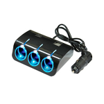 Разветвитель прикуривателя 12-24V (3 гнезда+2 USB), светодиодная подсветка+выключатель