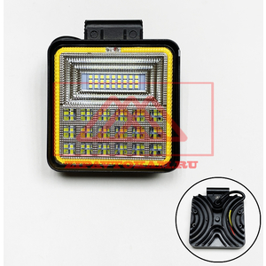 Фара светодиодная квадратная, 40LED-128W, рабочего света, 12-80V, (105х105мм, с желтой подсветкой 5W) АТ15797