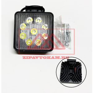 Перейти на страницу товара Фара светодиодная квадратная, 9LED-27W, 10-30V, 6000K (SPOT) WHITE (110х52х110) АТ15736