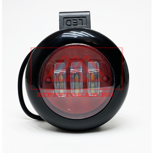 Фара светодиодная круглая, 3LED-30W, JH-4WL-30 LED (ан.30W-SQ-RED) красный круг (черная каемка)