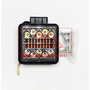 Перейти на страницу товара Фара светодиодная квадратная, 40LED-140W, 10-30 V ,d=42mm, квадратный, желтый цвет по середине KR-3808