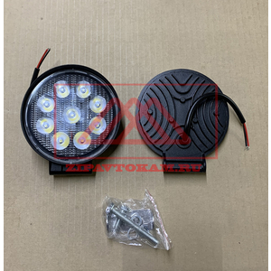 Фара светодиодная круглая, 9LED-27W, 115х30х125мм, GE-WR009S (SL30), направленный свет, алюминиевый корпус (пылевлагозащищенный) 12/24В