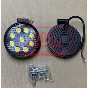 Перейти на страницу товара Фара светодиодная круглая, 9LED-27W, 115х30х125мм, рассеиваемый свет, алюминиевый корпус (пылевлагозащищенный) 12/24V