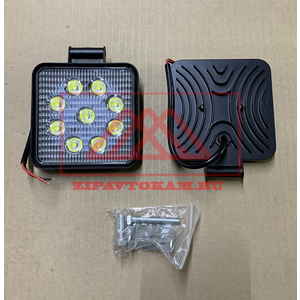 Фара светодиодная квадратная, 9LED-27W, 105х28х125мм, KS-WSQ009F (SLIM) ''OFF - Road'', рассеиваемый свет, алюминиевый корпус (пылевлагозащищенный), 12/24V