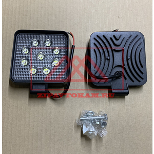 Фара светодиодная квадратная, 9LED-27W, 105х28х125мм, KS-WSQ009S (SLIM) ''OFF - Road'', направленный свет, алюминиевый корпус (пылевлагозащищенный) 12/24V